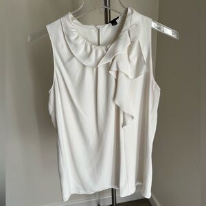 Ann Taylor Ivory Ruffle Neck Blouse